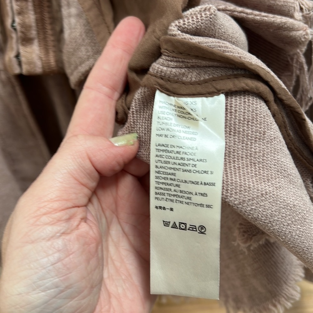 Free People Mauve Military-Style Frayed Hem Jacket - Picture 7 of 10
